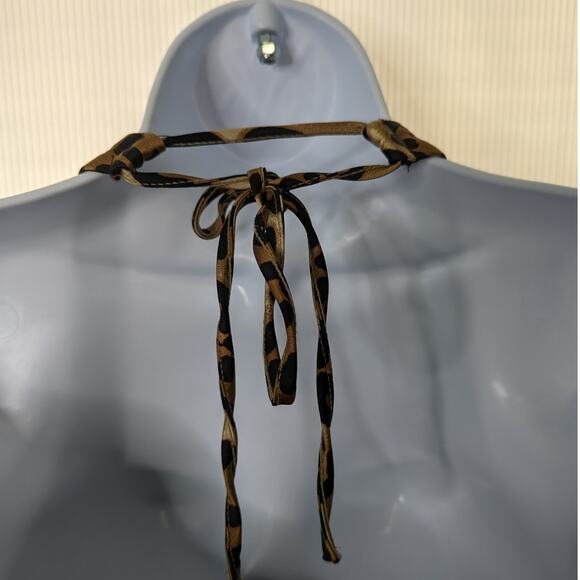 Vintage Y2K 90s Cache Leopard Print Halter Mini Dress Bodycon Clubwear Size 0 - Picture 4 of 11